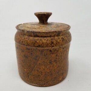 Vintage Stoneware Canister Sugar Bowl Brown USA 70s "Tami 75"